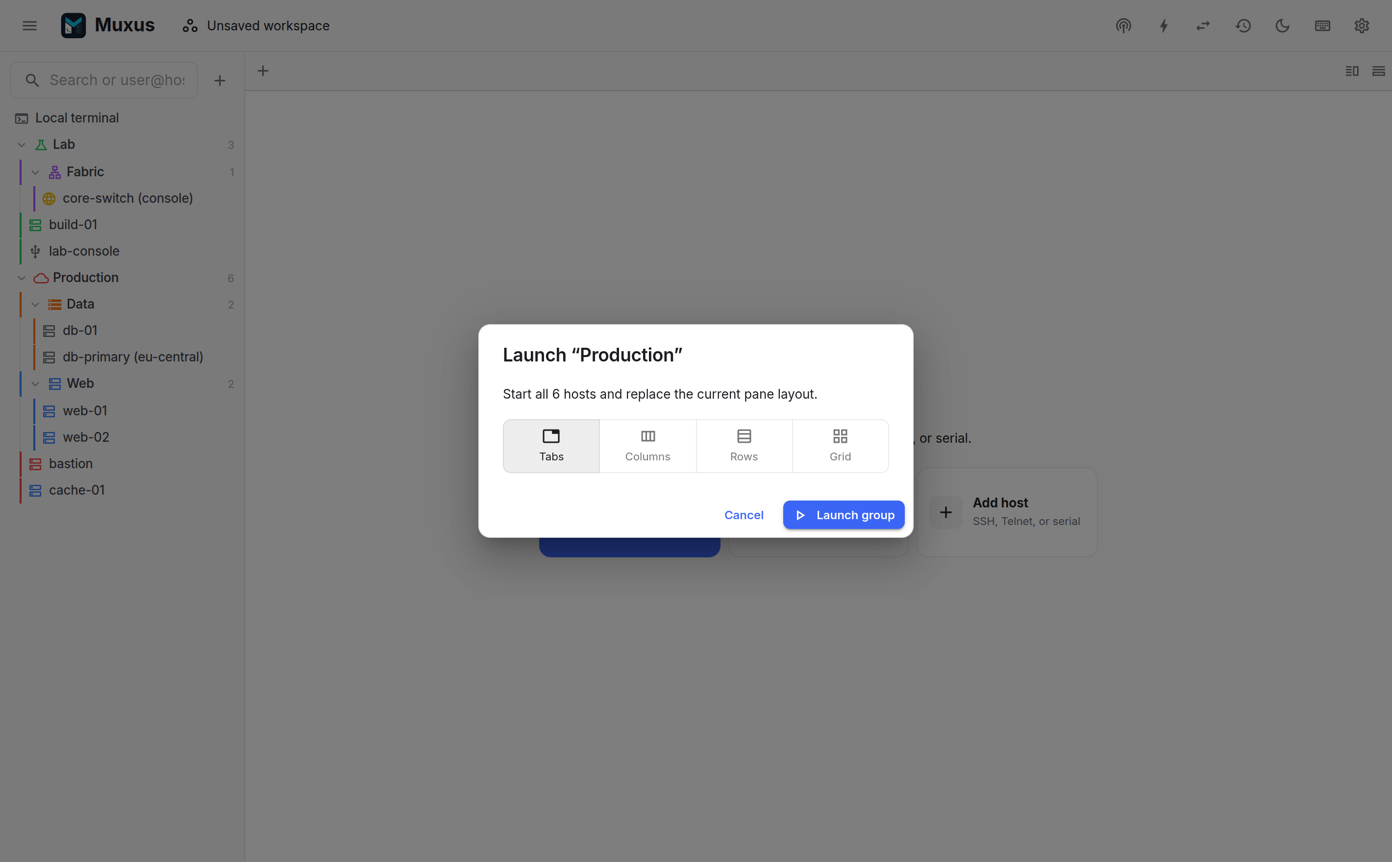 Launching a folder of hosts