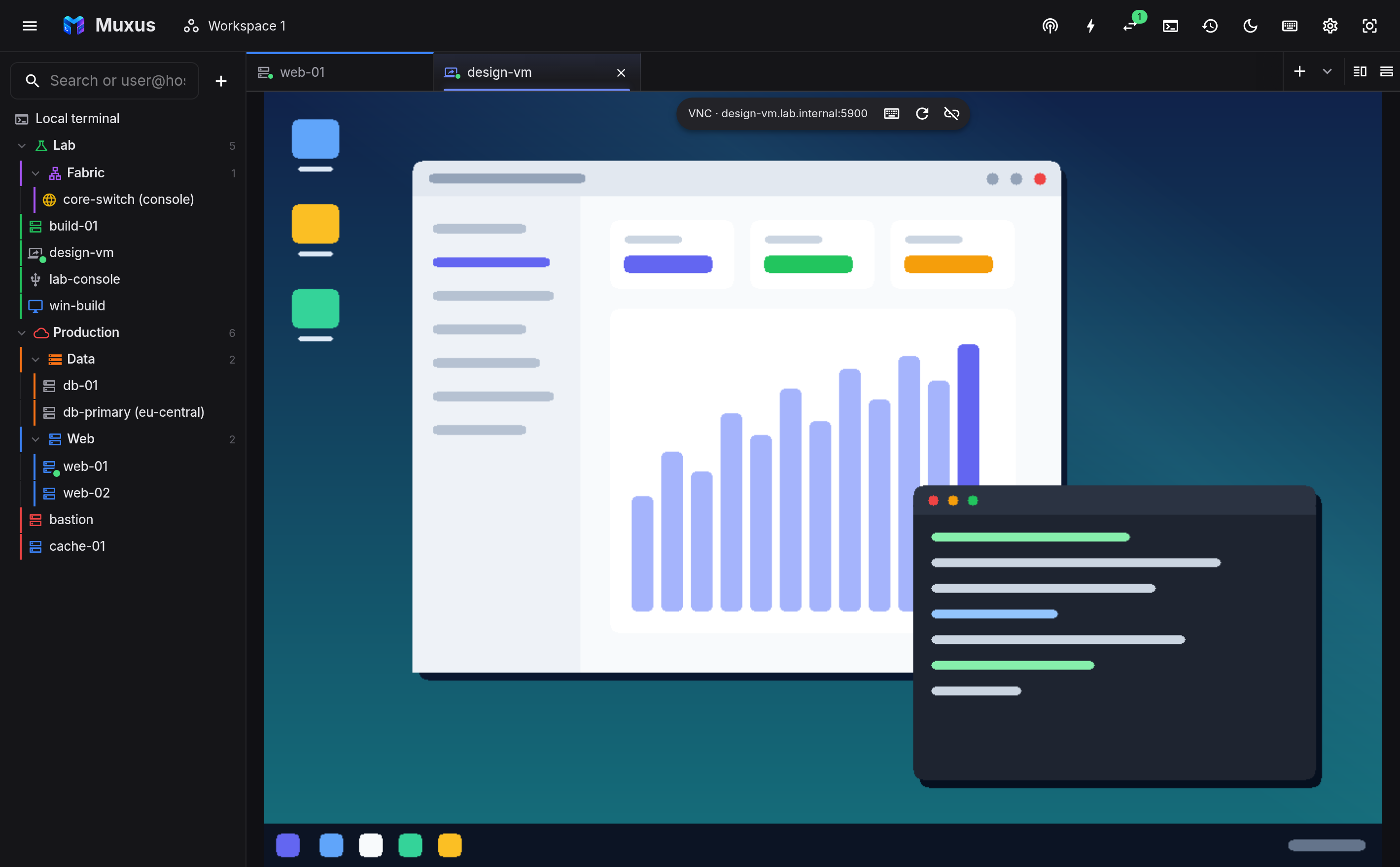 A remote desktop in a tab