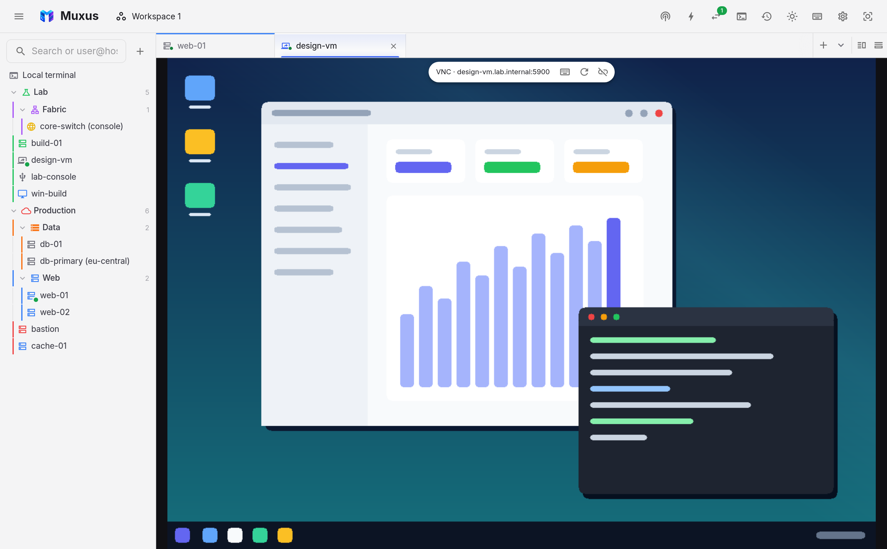A remote desktop in a tab